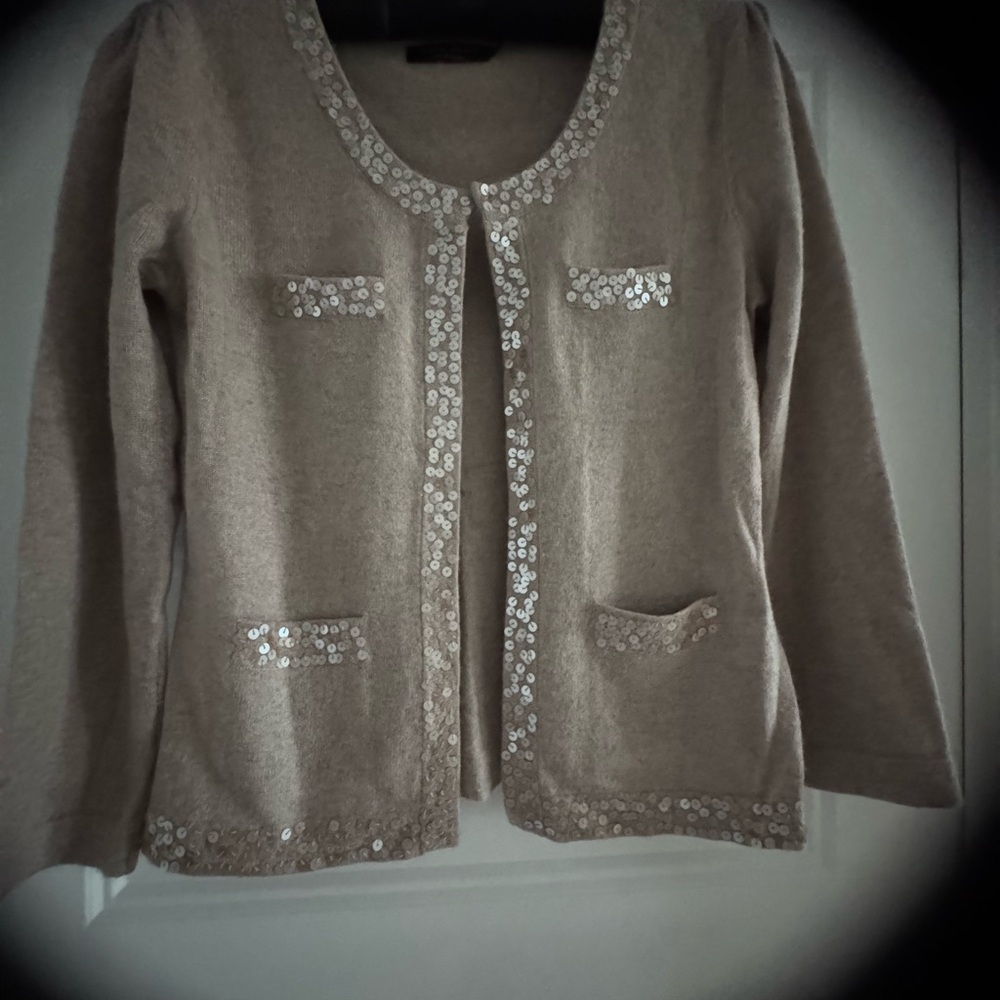 Galerie Lafayette cachemire Elegant Beige Sequin Women's Sweater